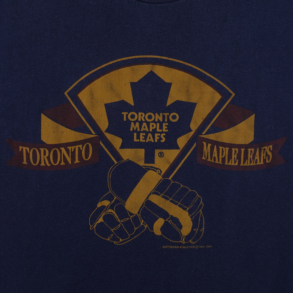 NHL (Softwear) - Toronto Maple Leafs Gloves T-Shirt 1994 X-Large Vintage Retro Baseball