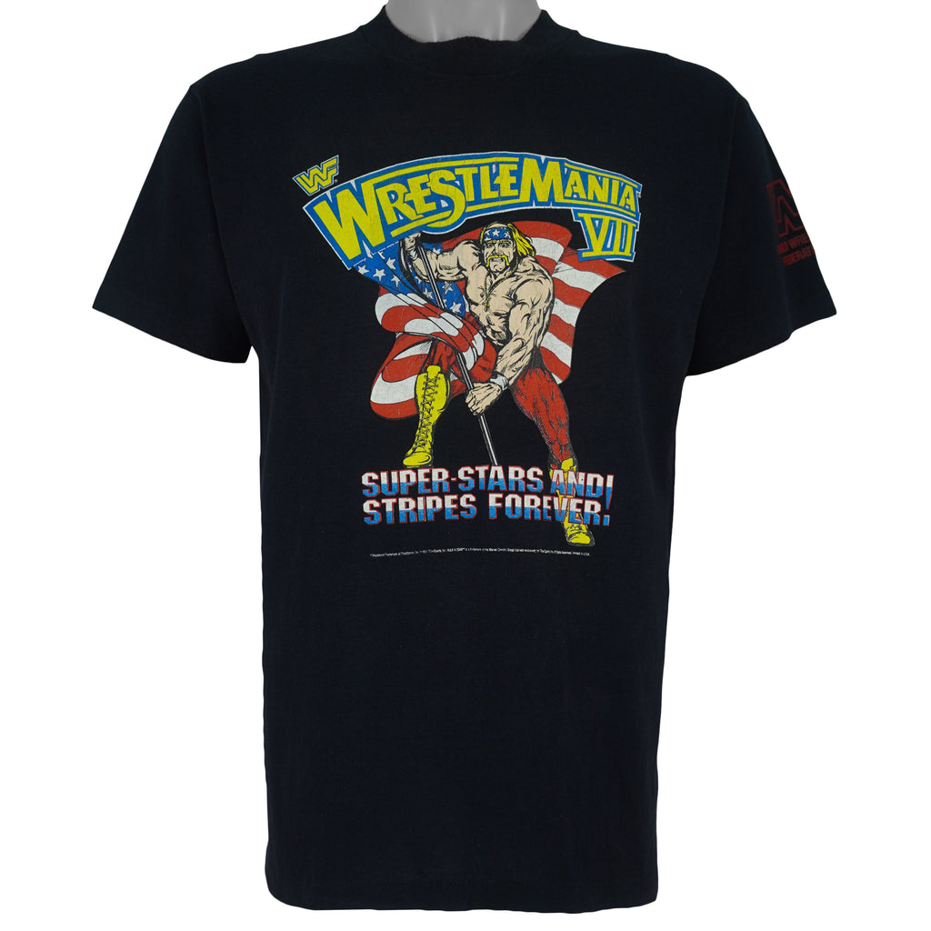 Vintage - WWF WrestleMania VII Big Logo T-Shirt 1991 Large Vintage Retro