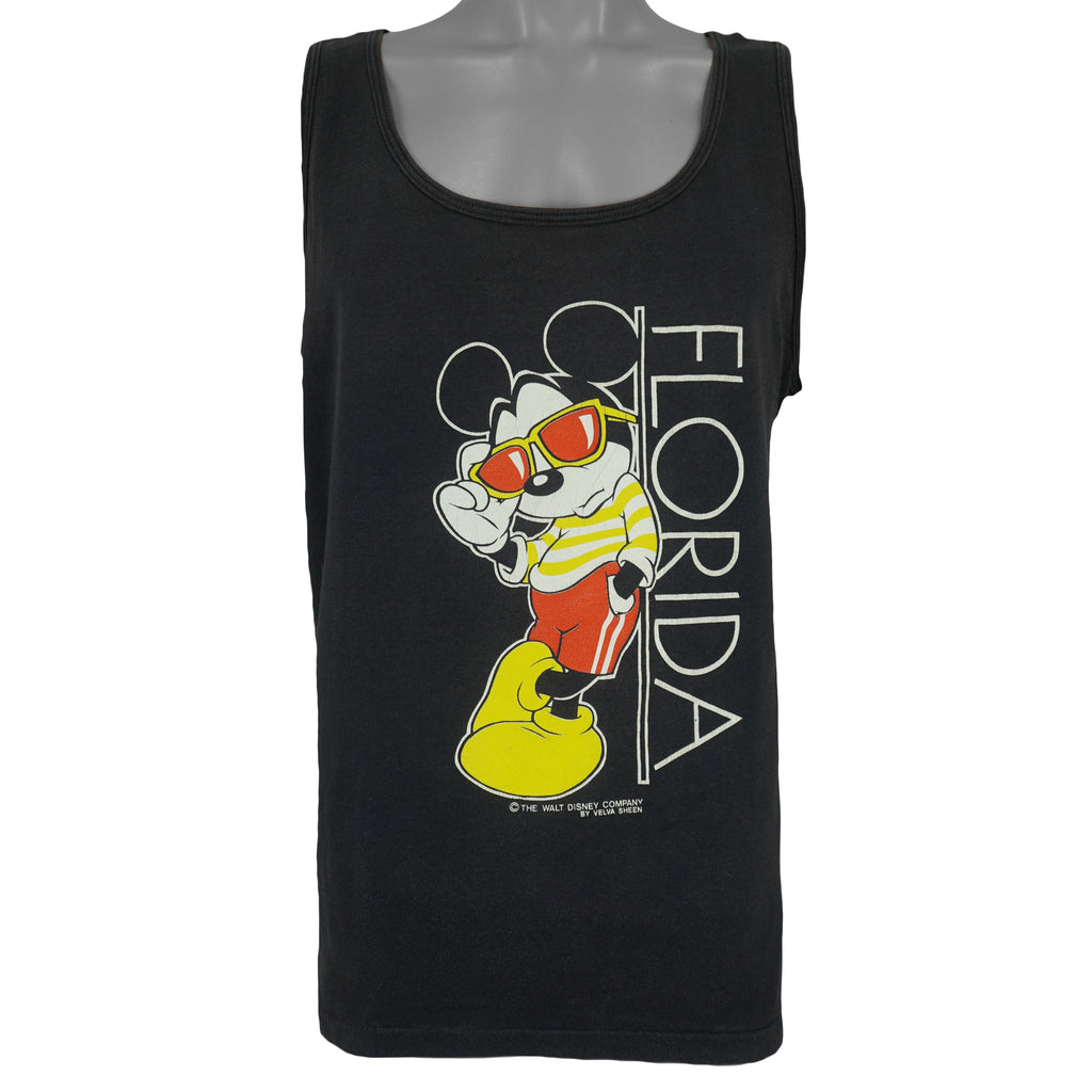 Disney - Mickey Mouse Florida Sleeveless Shirt 1990s Medium Vintage Retro