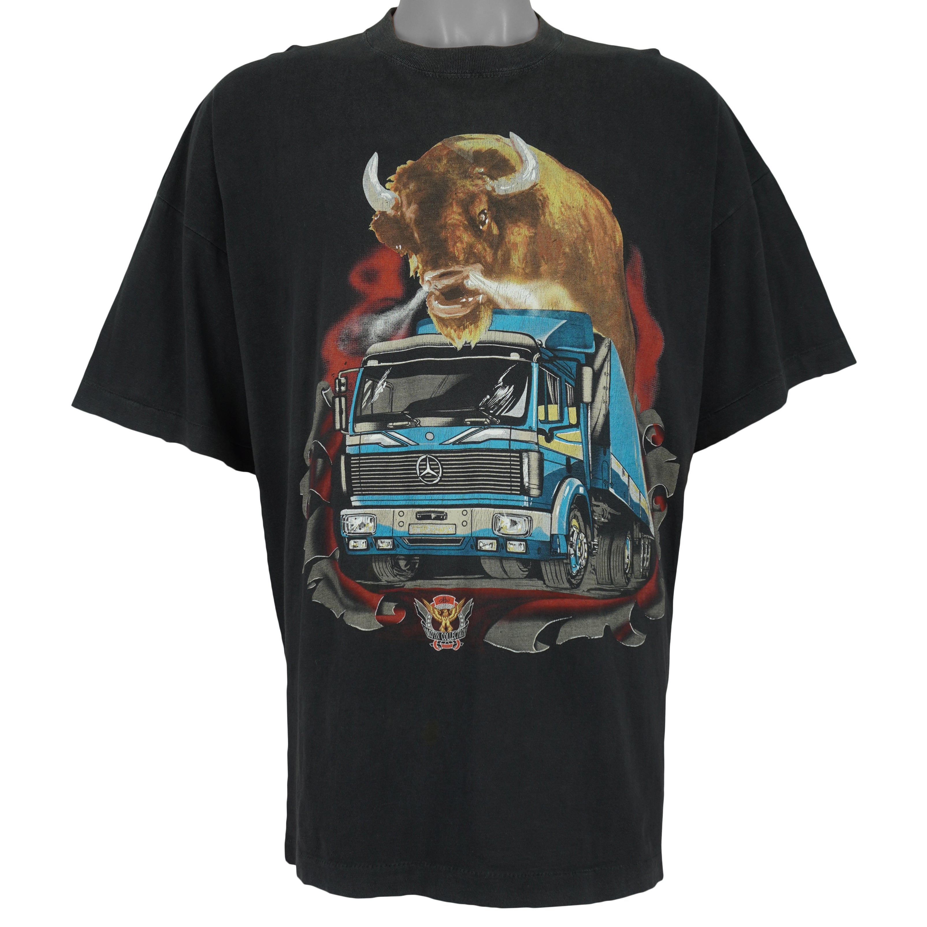 Vintage - Buffalo and Mercedes Benz Truck k T-Shirt 1990s X-Large Vintage Retro