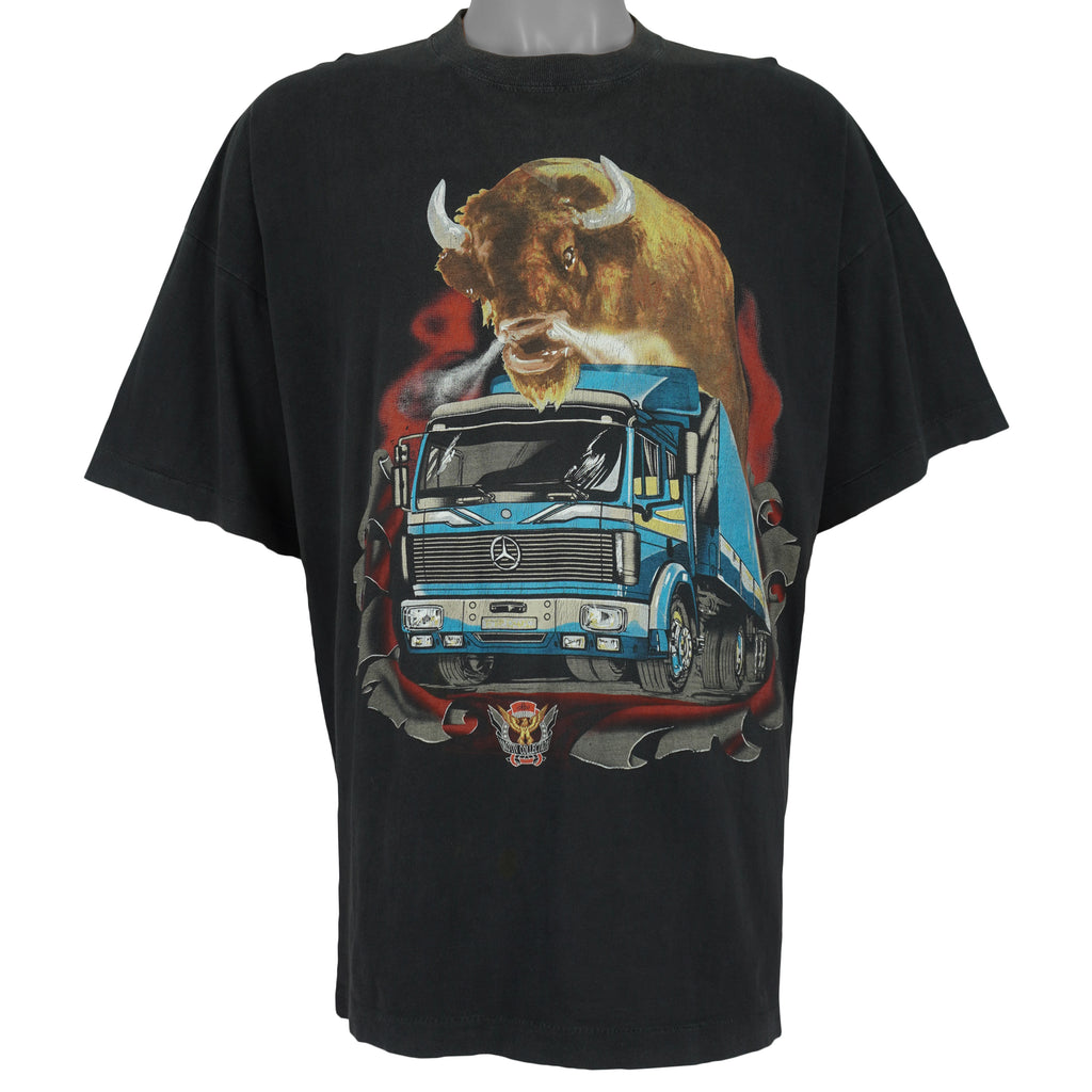 Vintage - Buffalo and Mercedes Benz Truck k T-Shirt 1990s X-Large Vintage Retro