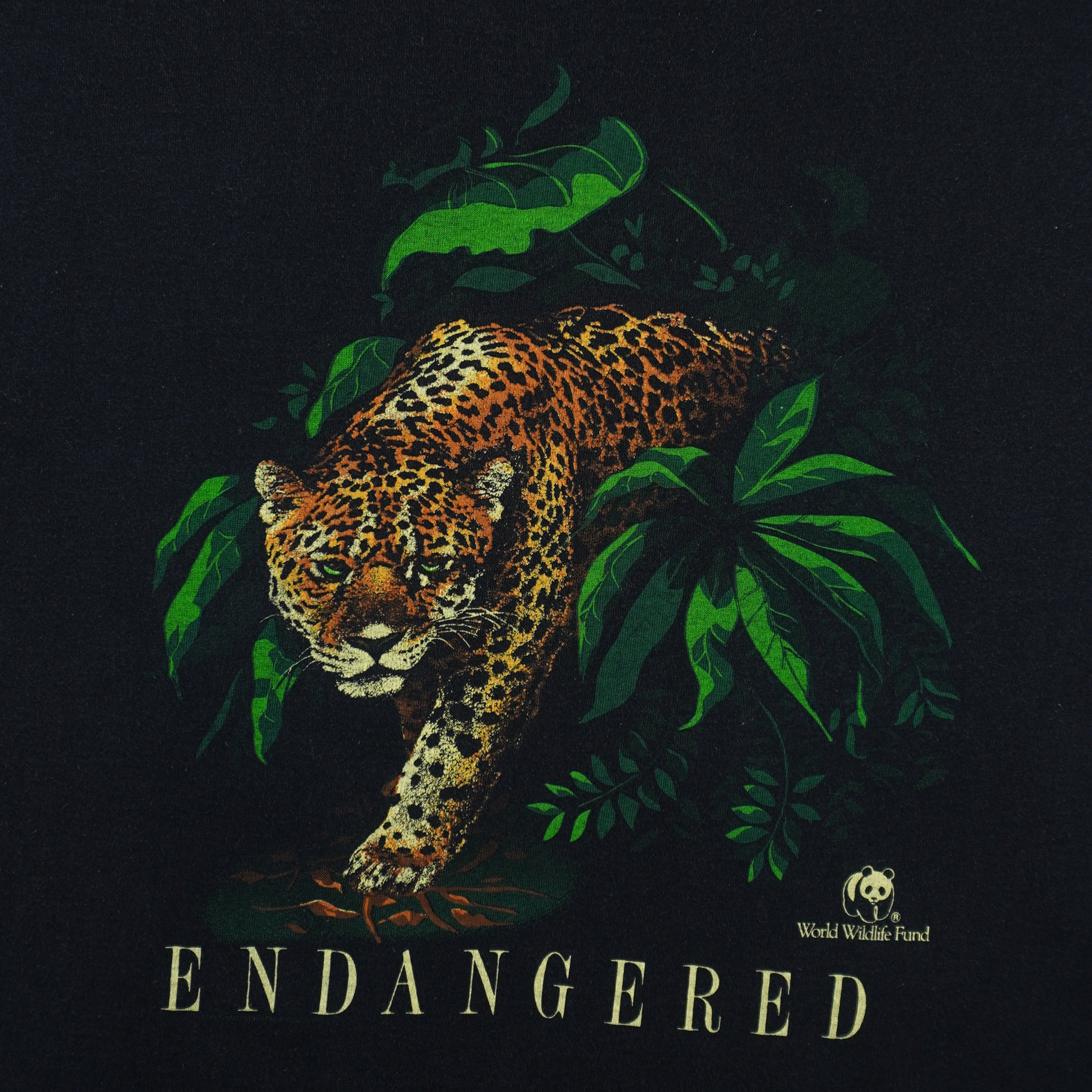 Vintage - World Wildlife Fund Endangered Leopard Animal Print T-Shirt 1990s X-Large Vintage Retro
