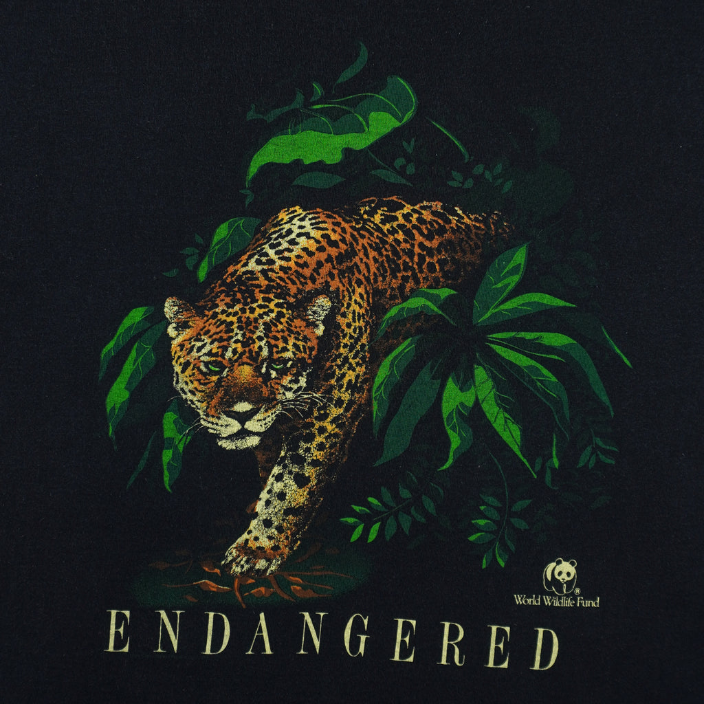 Vintage - World Wildlife Fund Endangered Leopard Animal Print T-Shirt 1990s X-Large Vintage Retro
