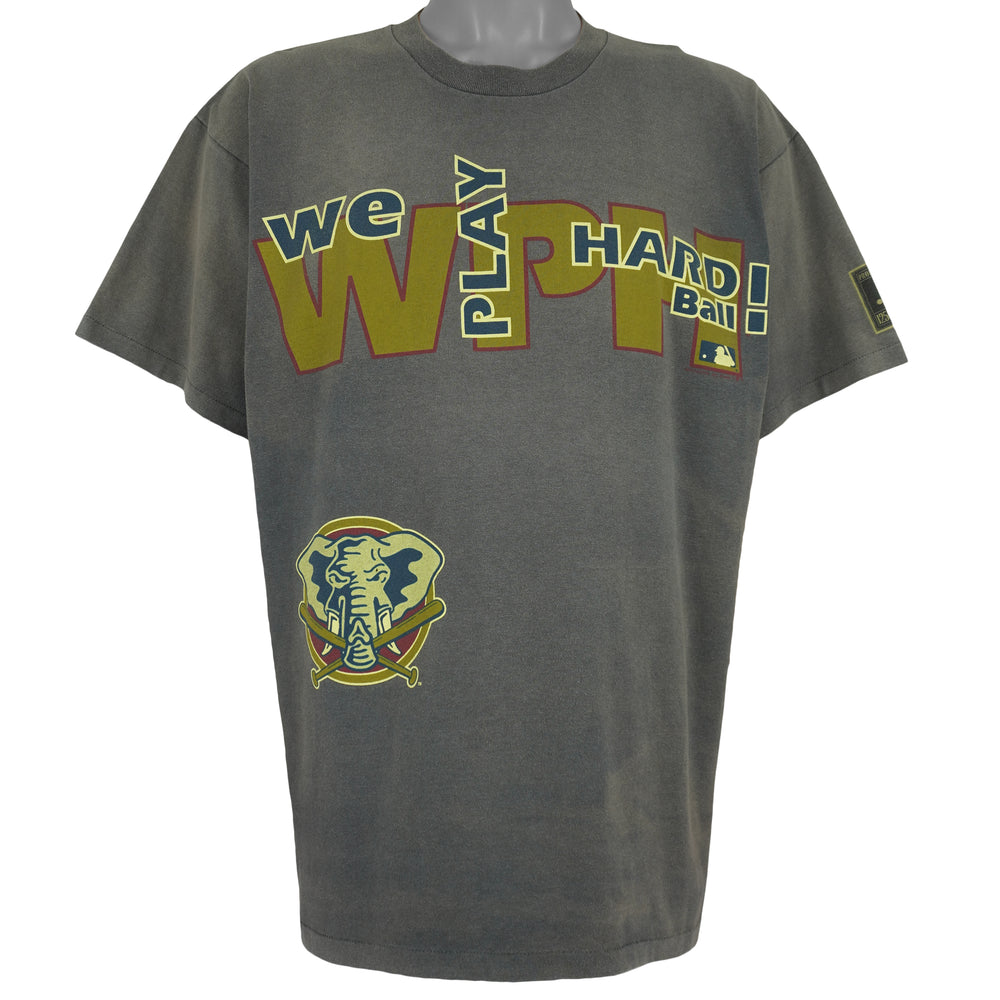 MLB (Genuine) - Oakland Athletics, We Play Hard Ball Spell-Out T-Shirt 1990s X-Large Vintage Retro Baseball