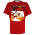 NCAA (Jerzees) - Arkansas Razorbacks On The Move!  T-Shirt 1990 Large Vintage Retro