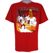 NCAA (Jerzees) - Arkansas Razorbacks On The Move!  T-Shirt 1990 Large Vintage Retro