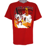 NCAA (Jerzees) - Arkansas Razorbacks On The Move!  T-Shirt 1990 Large Vintage Retro