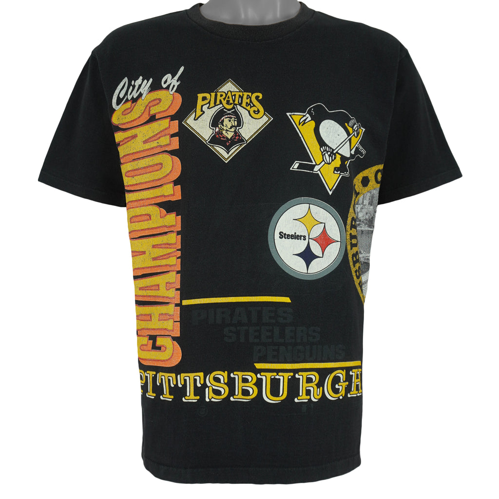 MLB (Salem) - Pittsburgh Teams, City of Champions T-Shirt 1990s Large Vintage Retro Baseball