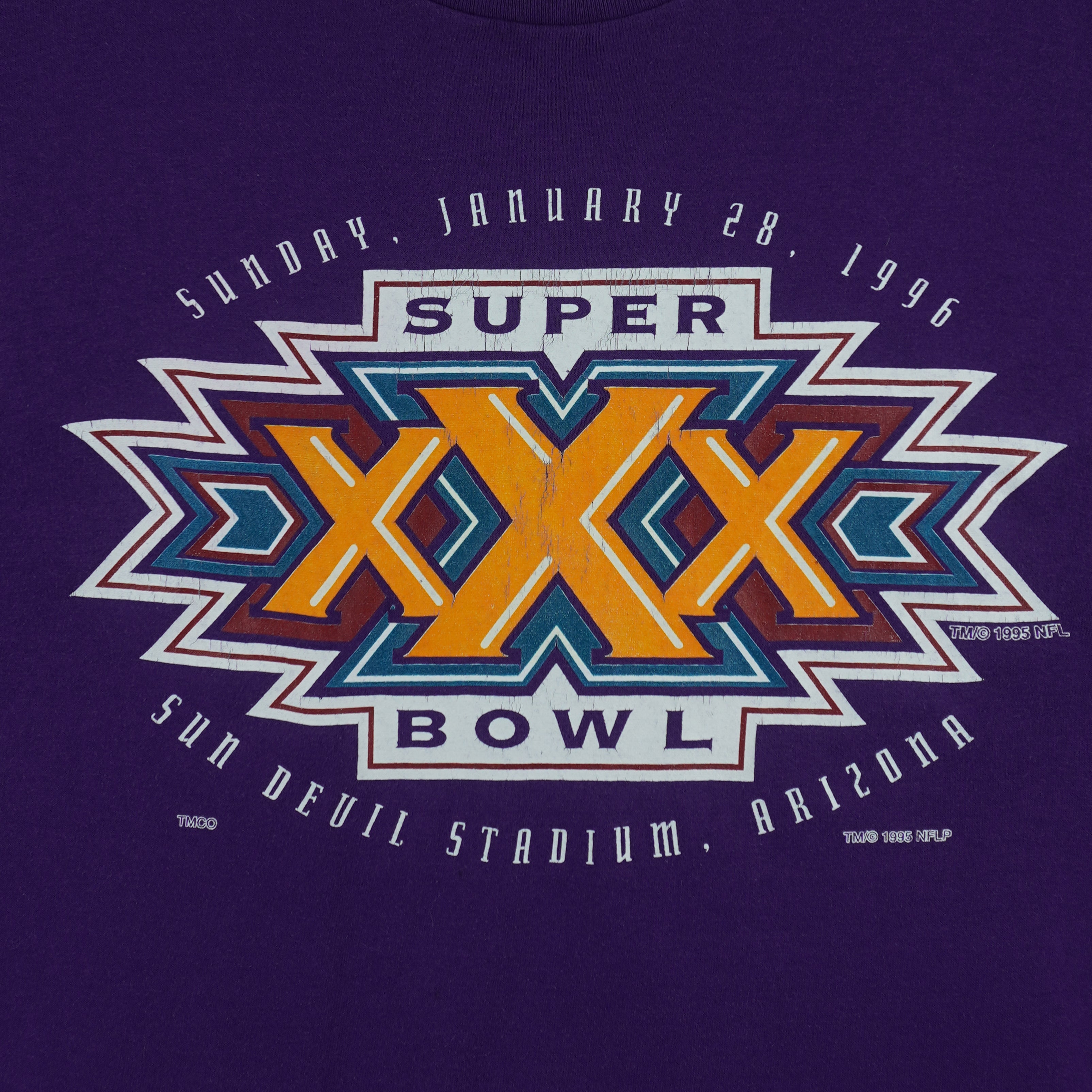 NFL - Purple Super Bowl XXX Sun Devil Stadium Arizona T-Shirt 1996 X-Large