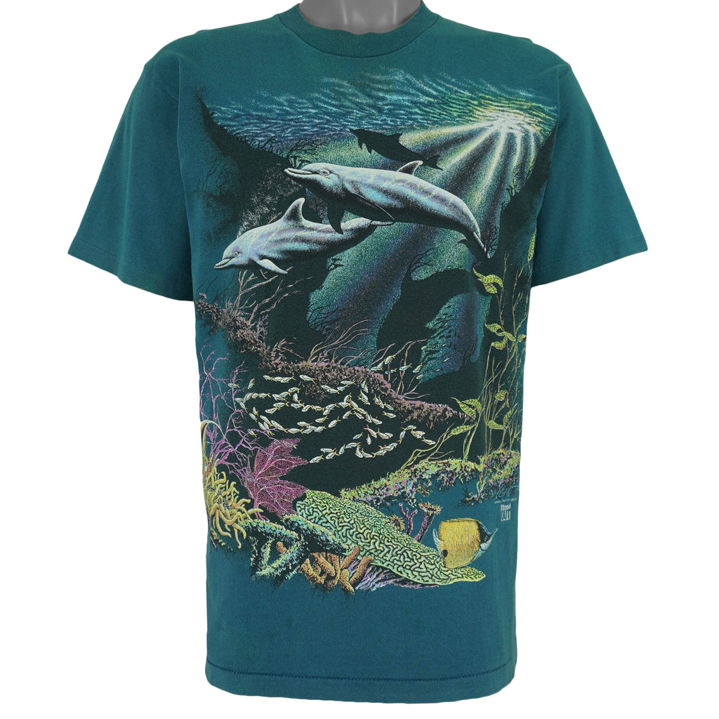 Vintage (Stand Out) - Sea World Animal Print T-Shirt 1994 Medium Vintage Retro
