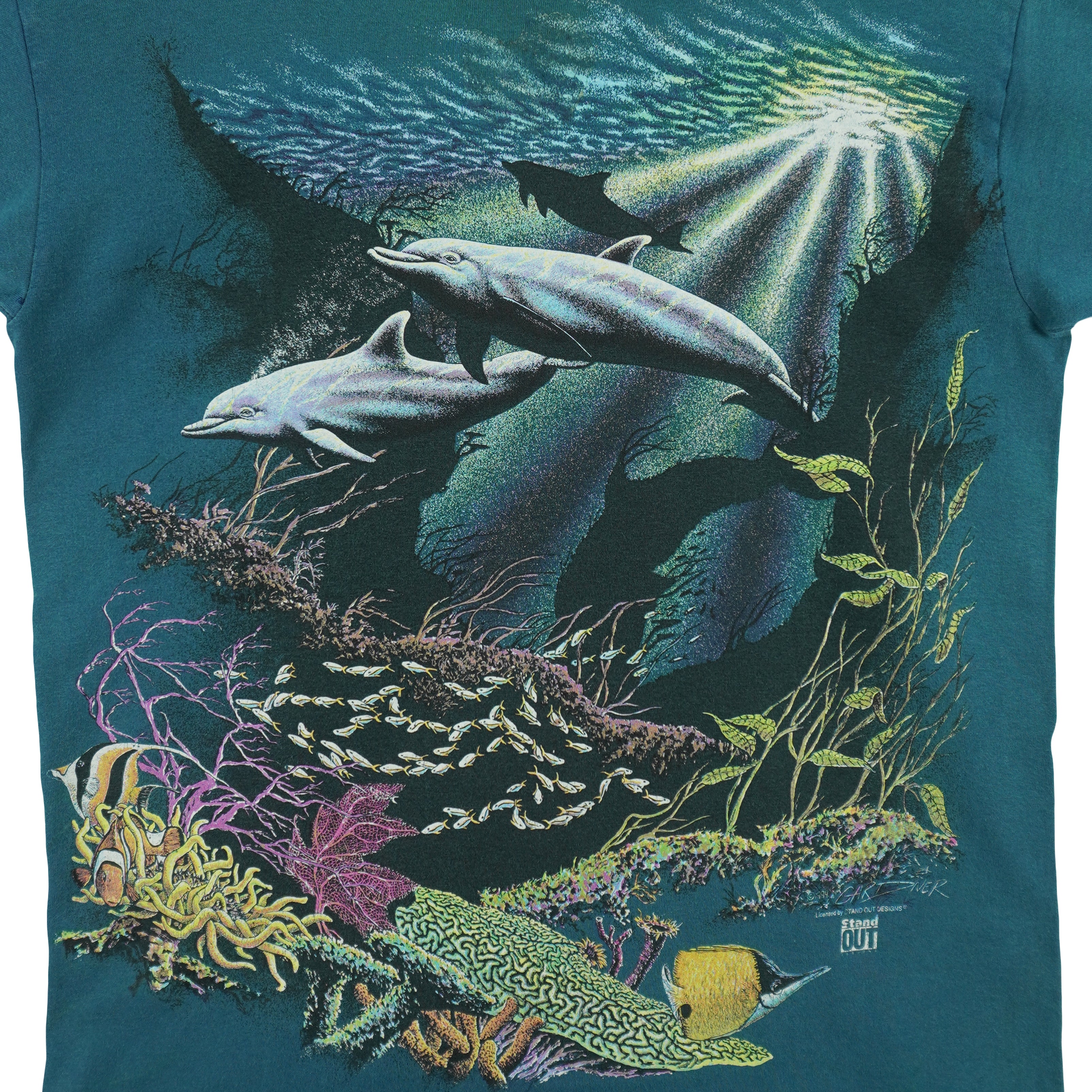 Vintage (Stand Out) - Sea World Animal Print T-Shirt 1994 Medium Vintage Retro