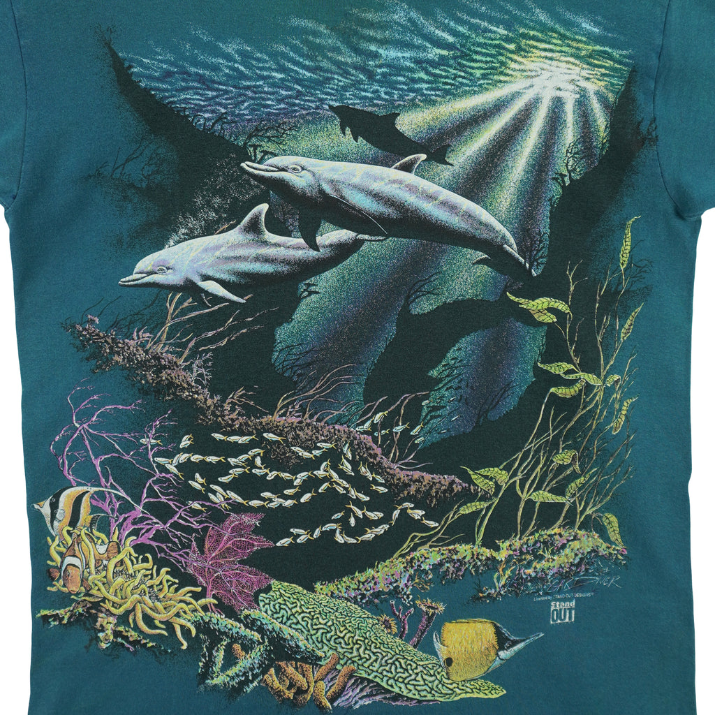 Vintage (Stand Out) - Sea World Animal Print T-Shirt 1994 Medium Vintage Retro