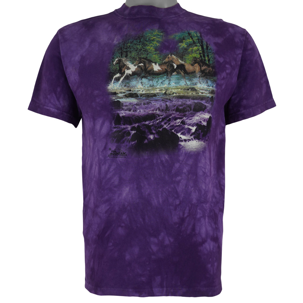 Vintage (The Mountain) - Horses Montana Tie Dye T-Shirt 2001 X-Large Vintage Retro