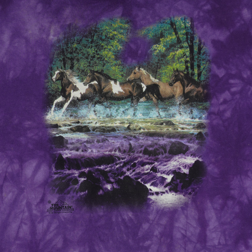 Vintage (The Mountain) - Horses Montana Tie Dye T-Shirt 2001 X-Large Vintage Retro