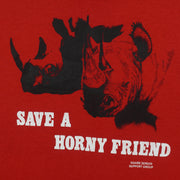 Vintage (Screen Stars) - Save a Horny Friend Rhino Animal Print T-Shirt 1990s X-Large Vintage Retro