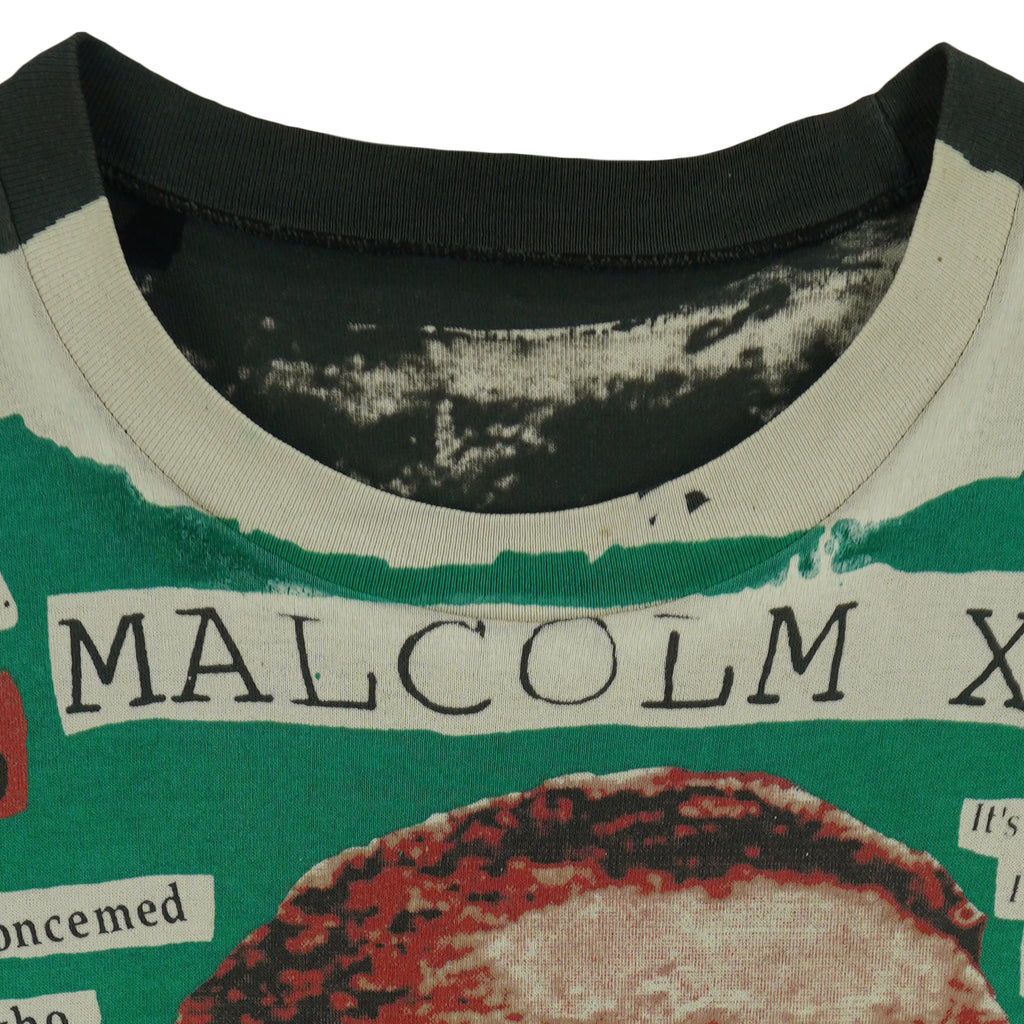 Vintage - Malcolm X All Over Print T-Shirt 1990s X-Large Vintage Retro