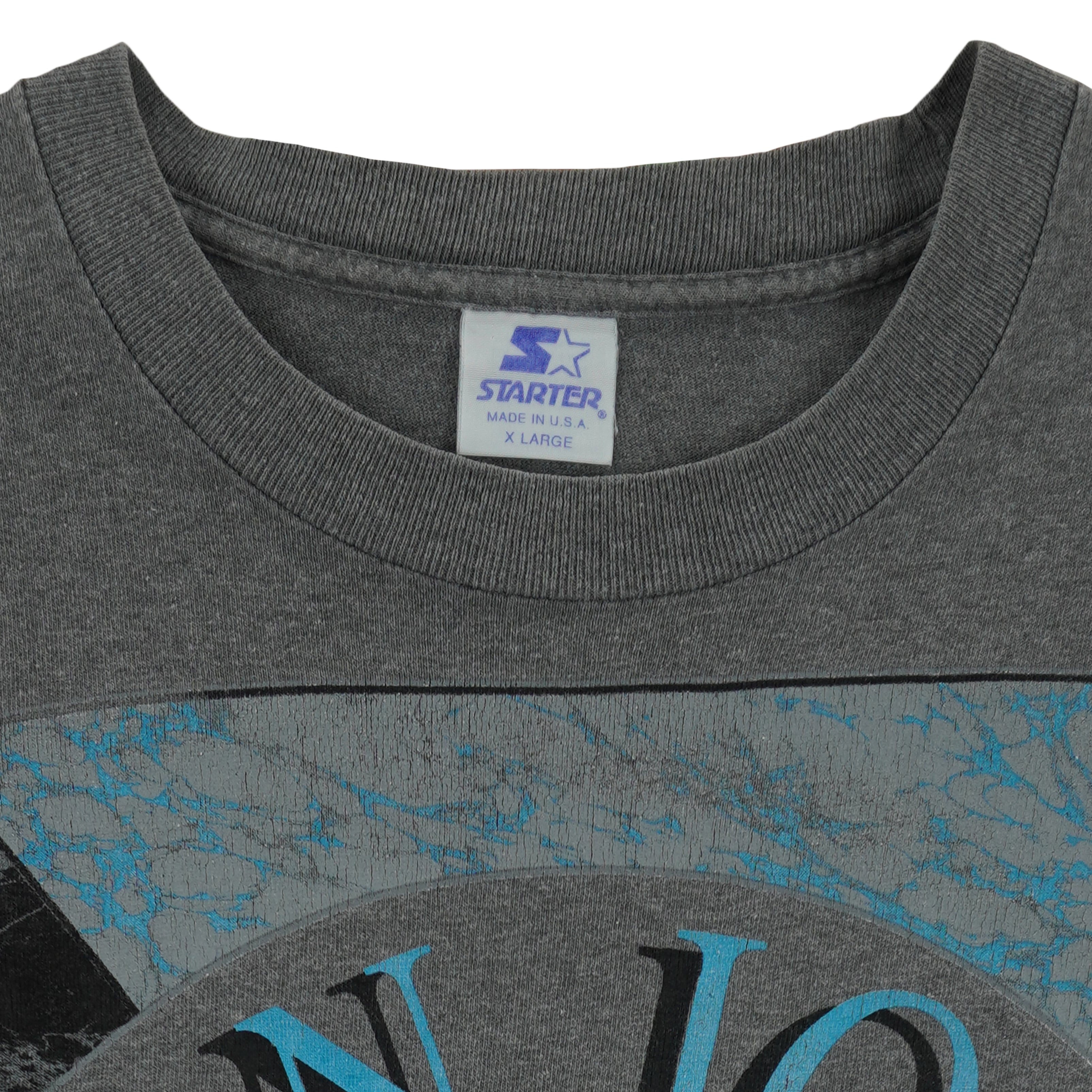 Starter - Grey San Jose Sharks Big Logo T-Shirt 1993 X-Large Vintage Retro Hockey