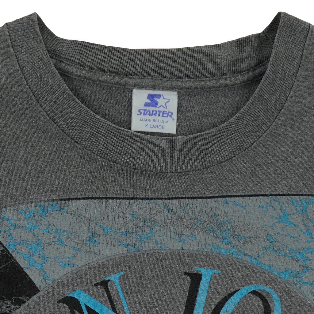 Starter - Grey San Jose Sharks Big Logo T-Shirt 1993 X-Large Vintage Retro Hockey