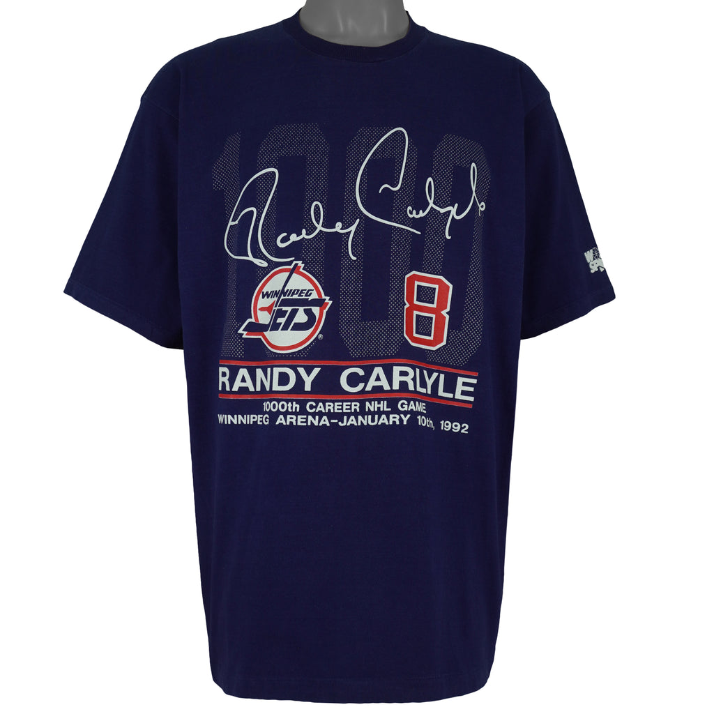NHL (Woody Sports) - Winnipeg Jets X Randy Carlyle T-Shirt 1992 X-Large Vintage Retro Hockey