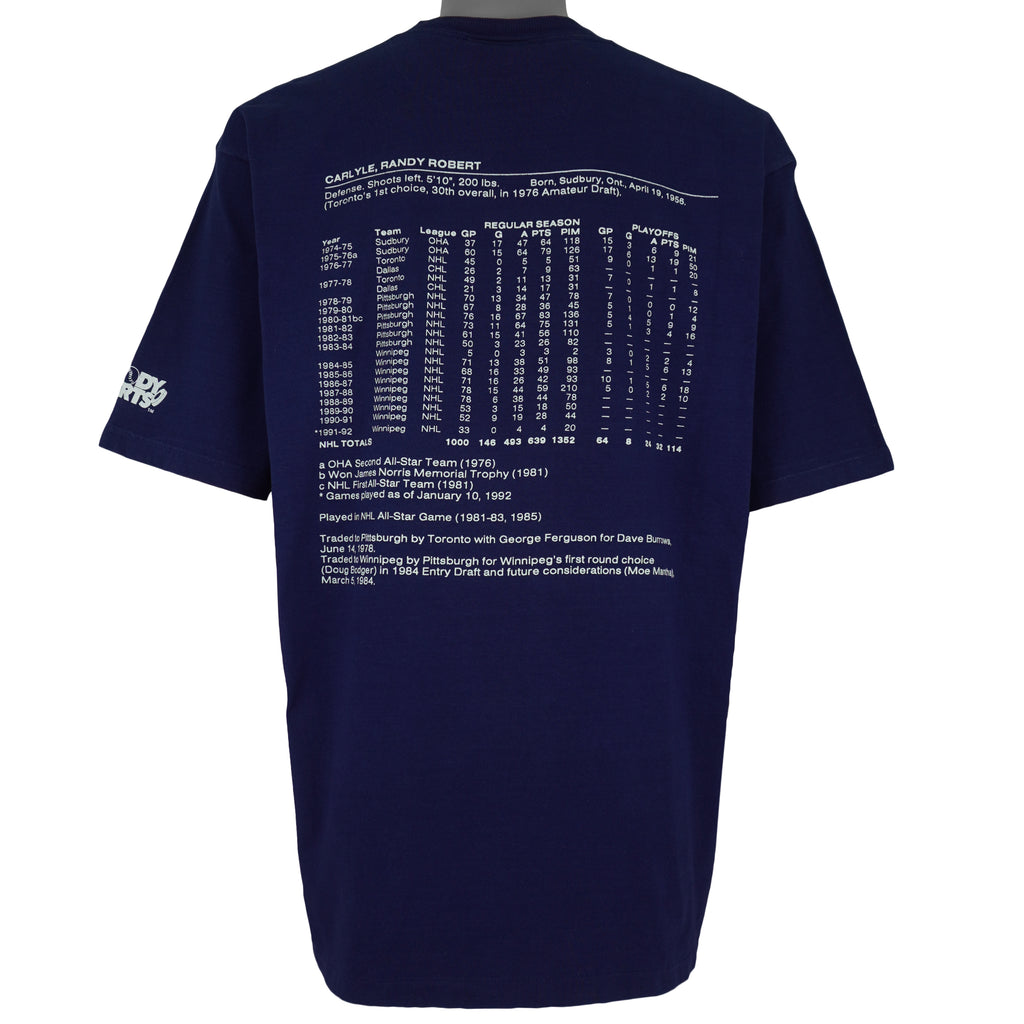 NHL (Woody Sports) - Winnipeg Jets X Randy Carlyle T-Shirt 1992 X-Large Vintage Retro Hockey