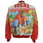 NFL (Chalk Line) - San Francisco 49ers, Gold Prospector Satin Jacket 1990s Large Vintage Retro Football
