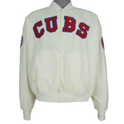 MLB (Swingster) - Off-White Chicago Cubs Satin Jacket 1990s X-Large Vintage Retro Baseball