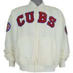 MLB (Swingster) - Off-White Chicago Cubs Satin Jacket 1990s X-Large Vintage Retro Baseball