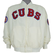 MLB (Swingster) - Off-White Chicago Cubs Satin Jacket 1990s X-Large Vintage Retro Baseball