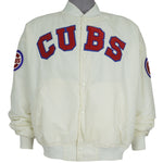 MLB (Swingster) - Off-White Chicago Cubs Satin Jacket 1990s X-Large Vintage Retro Baseball