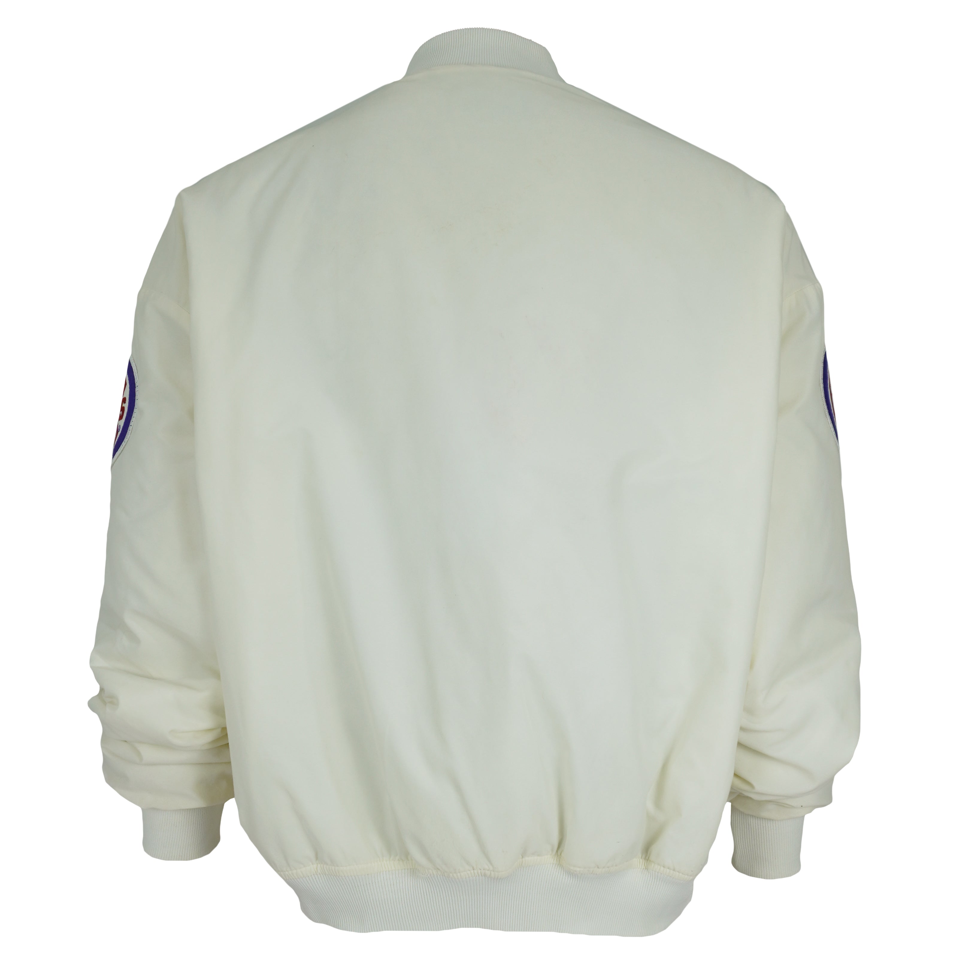 MLB (Swingster) - Off-White Chicago Cubs Satin Jacket 1990s X-Large Vintage Retro Baseball
