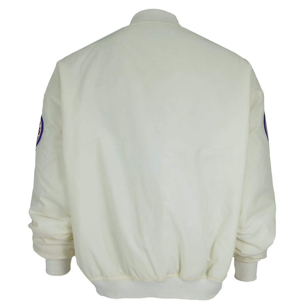MLB (Swingster) - Off-White Chicago Cubs Satin Jacket 1990s X-Large Vintage Retro Baseball