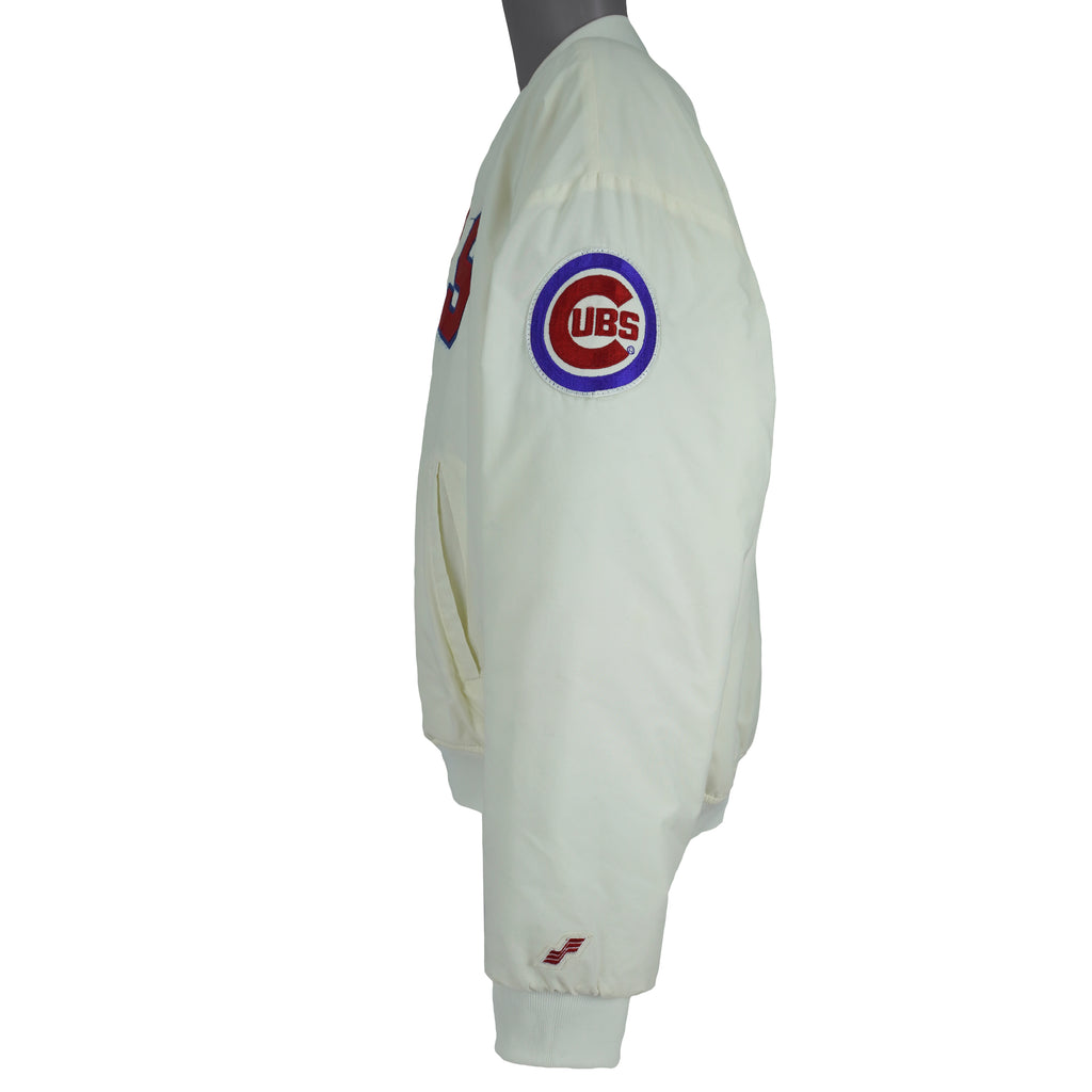 MLB (Swingster) - Off-White Chicago Cubs Satin Jacket 1990s X-Large Vintage Retro Baseball
