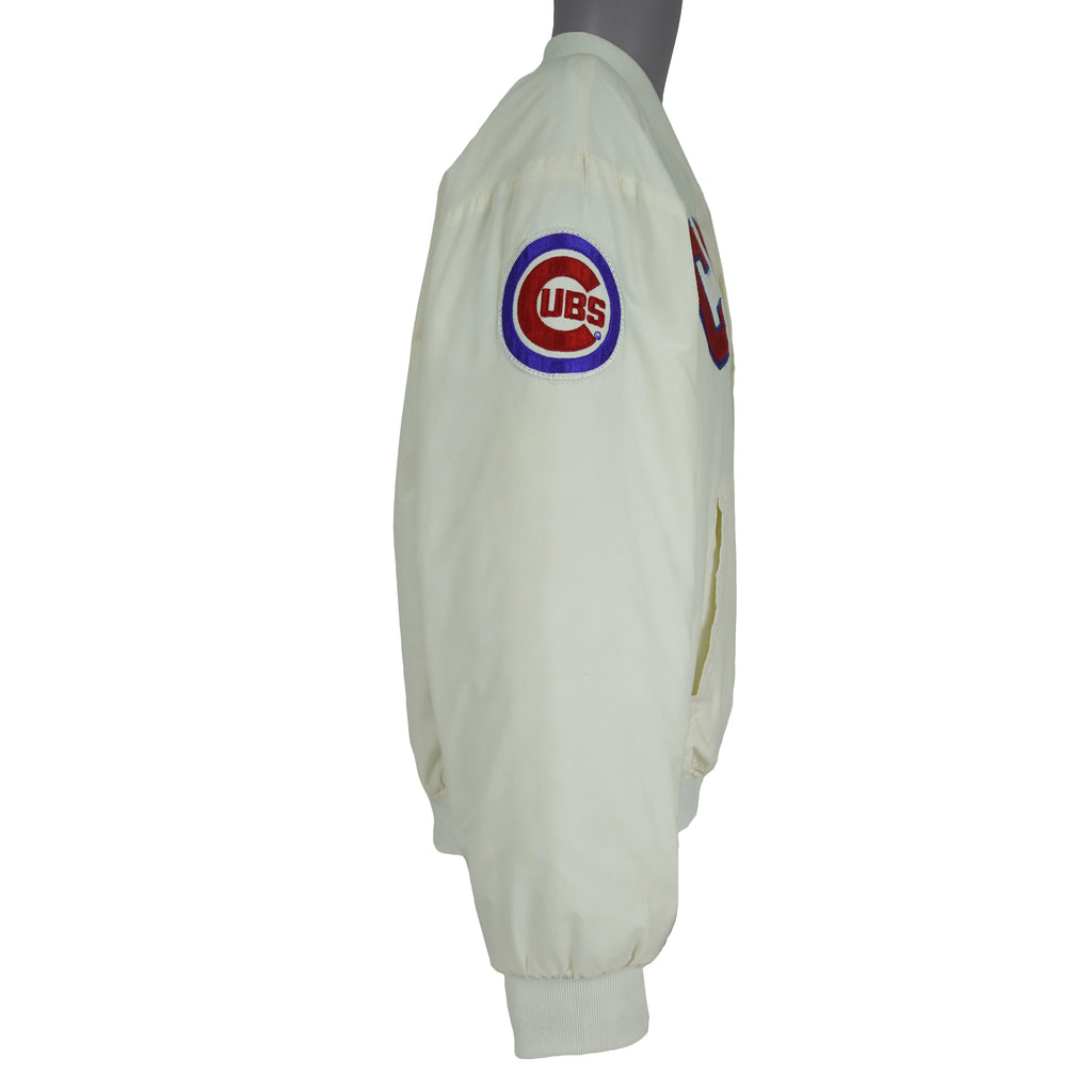 MLB (Swingster) - Off-White Chicago Cubs Satin Jacket 1990s X-Large Vintage Retro Baseball