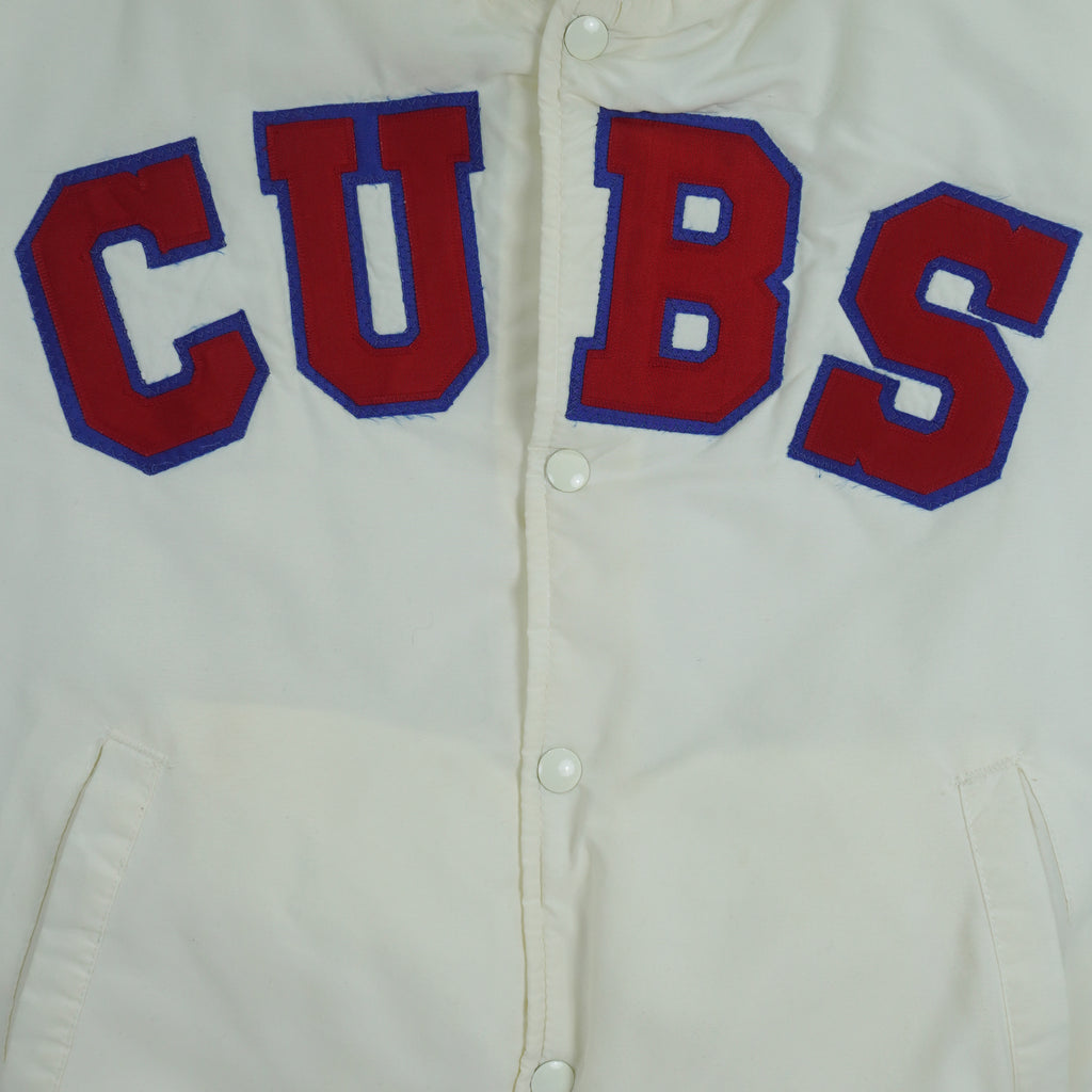 MLB (Swingster) - Off-White Chicago Cubs Satin Jacket 1990s X-Large Vintage Retro Baseball