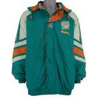 Starter - Miami Dolphins Zip-Up Hooded Jacket 1990s Large Vintage Retro Football