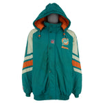 Starter - Miami Dolphins Zip-Up Hooded Jacket 1990s Large Vintage Retro Football