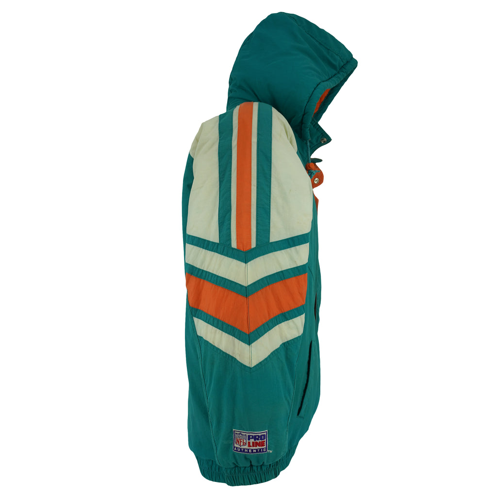 Starter - Miami Dolphins Zip-Up Hooded Jacket 1990s Large Vintage Retro Football