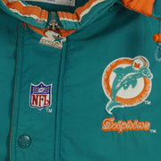 Starter - Miami Dolphins Zip-Up Hooded Jacket 1990s Large Vintage Retro Football