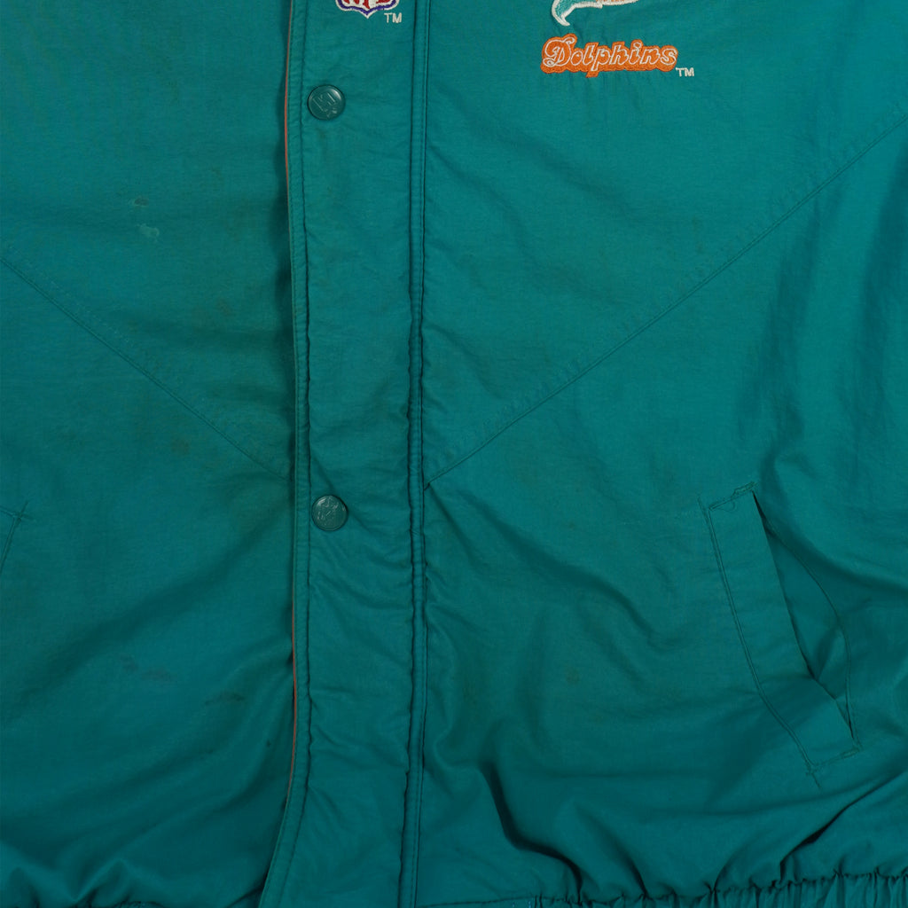 Starter - Miami Dolphins Zip-Up Hooded Jacket 1990s Large Vintage Retro Football