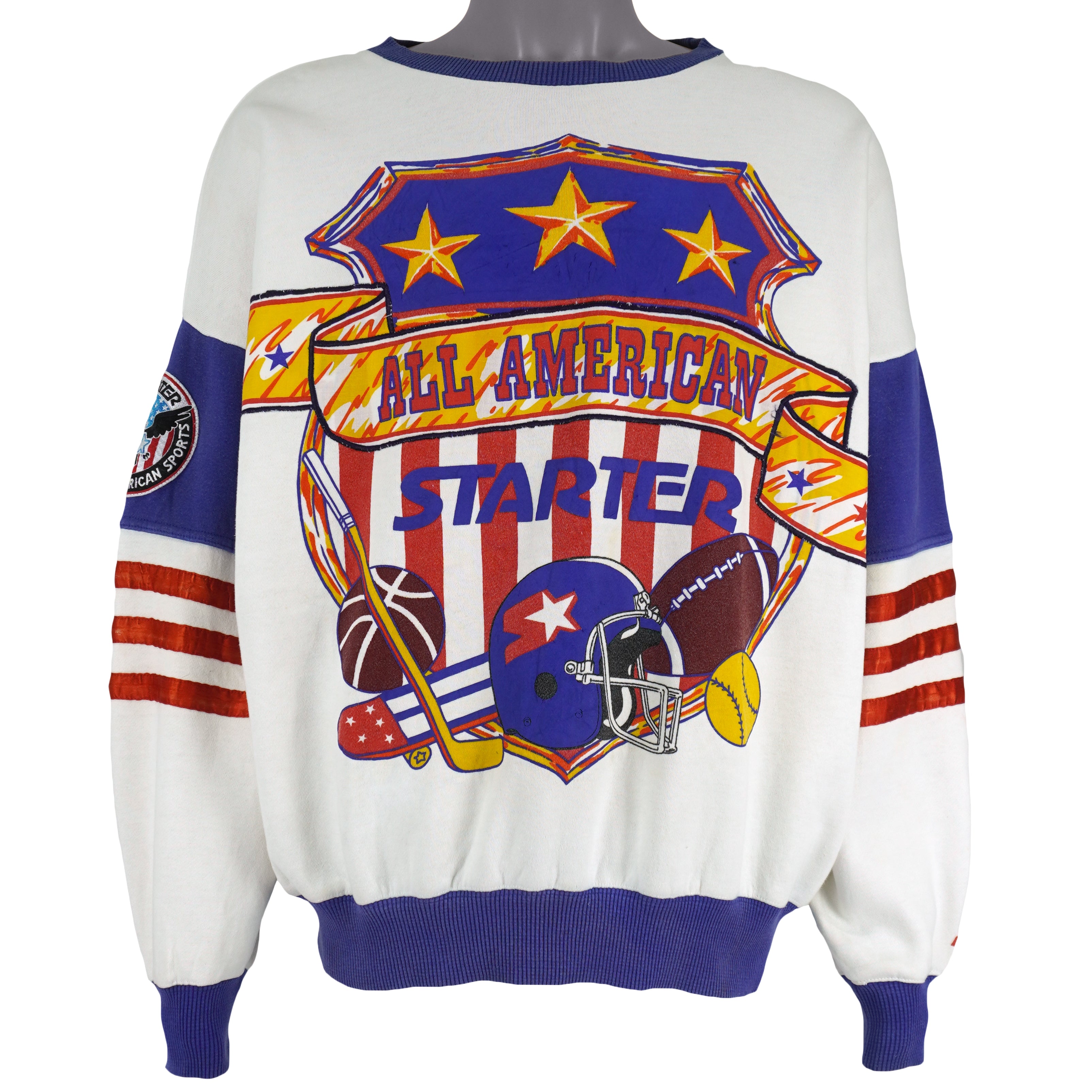 Starter - All American Crew Neck Sweatshirt 1990s Large Vintage Retro
