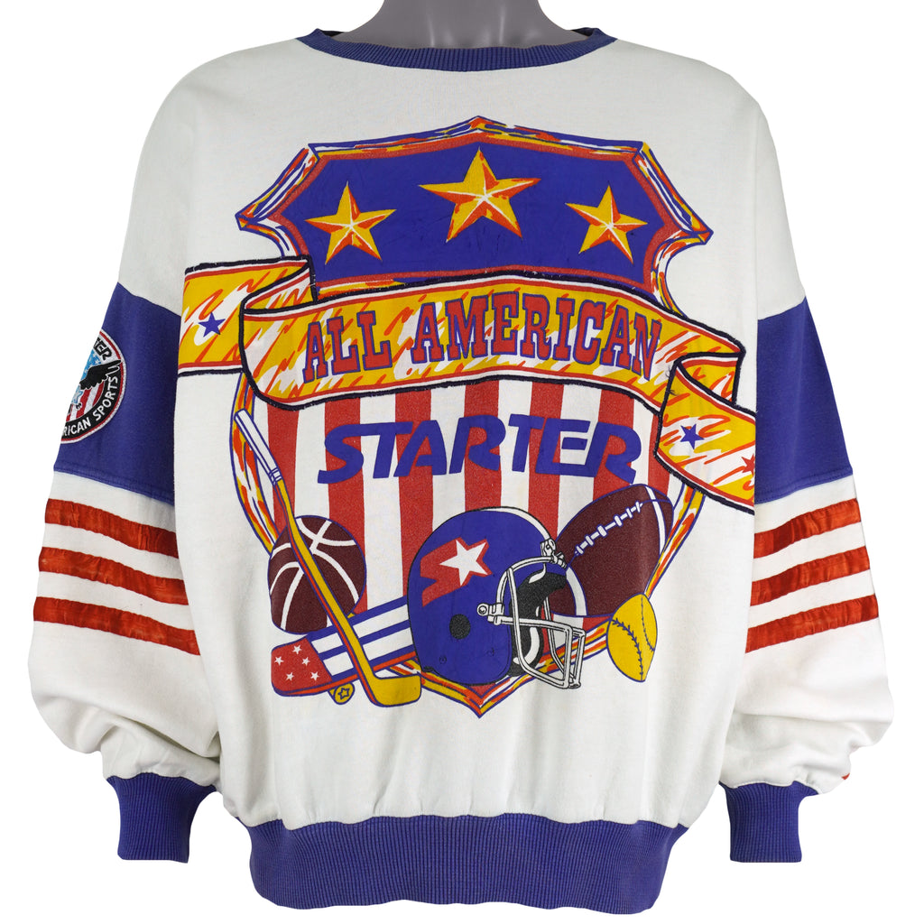Starter - All American Crew Neck Sweatshirt 1990s Large Vintage Retro