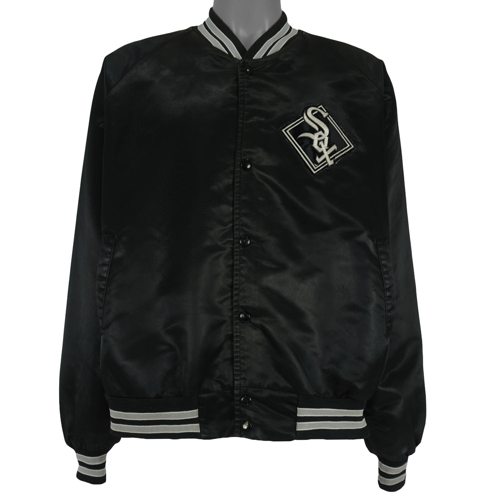 MLB - Black Chicago White Sox Satin Jacket 1990s X-Large Vintage Retro Baseball