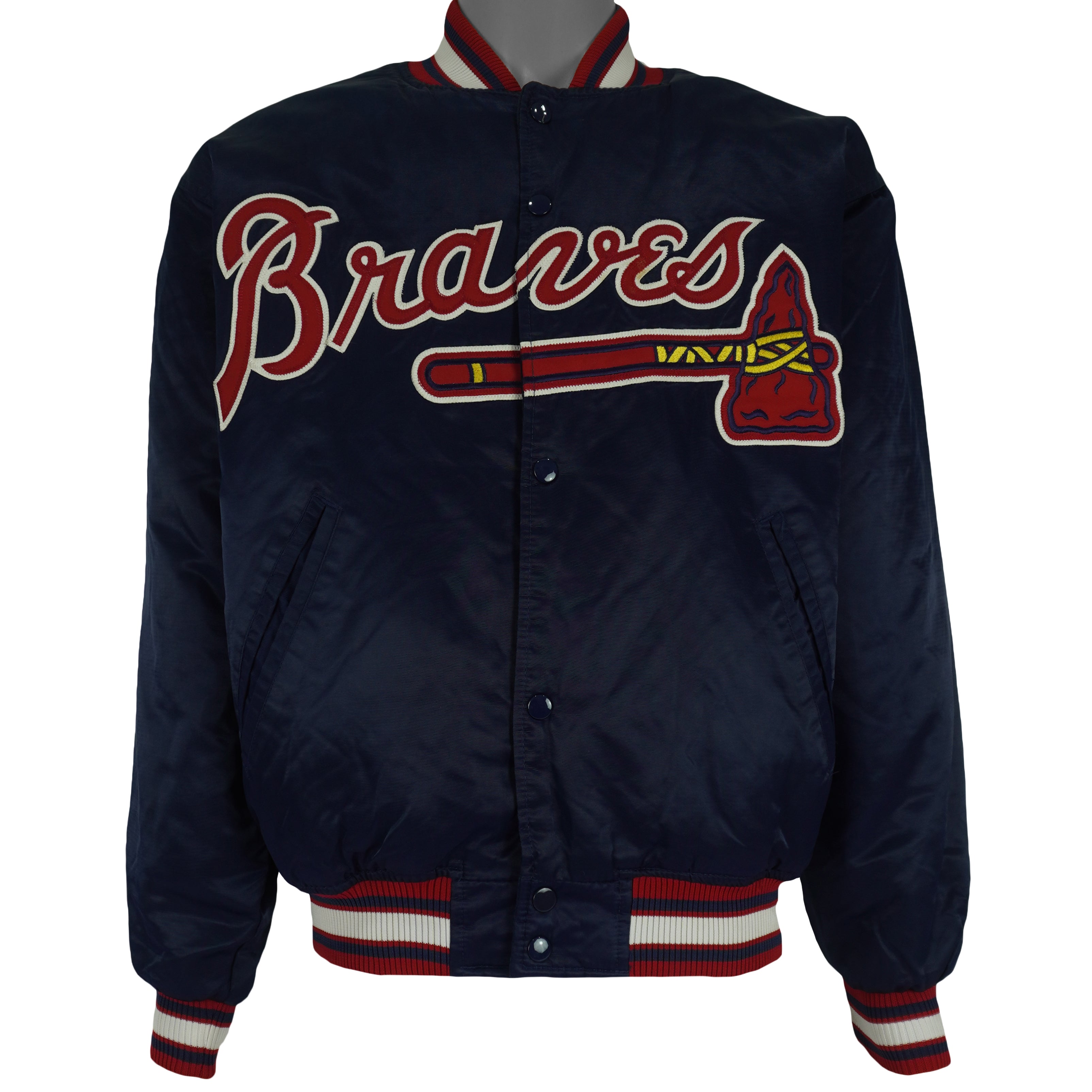 Starter - Atlanta Braves Satin Jacket 1990s Medium Vintage Retro Baseball