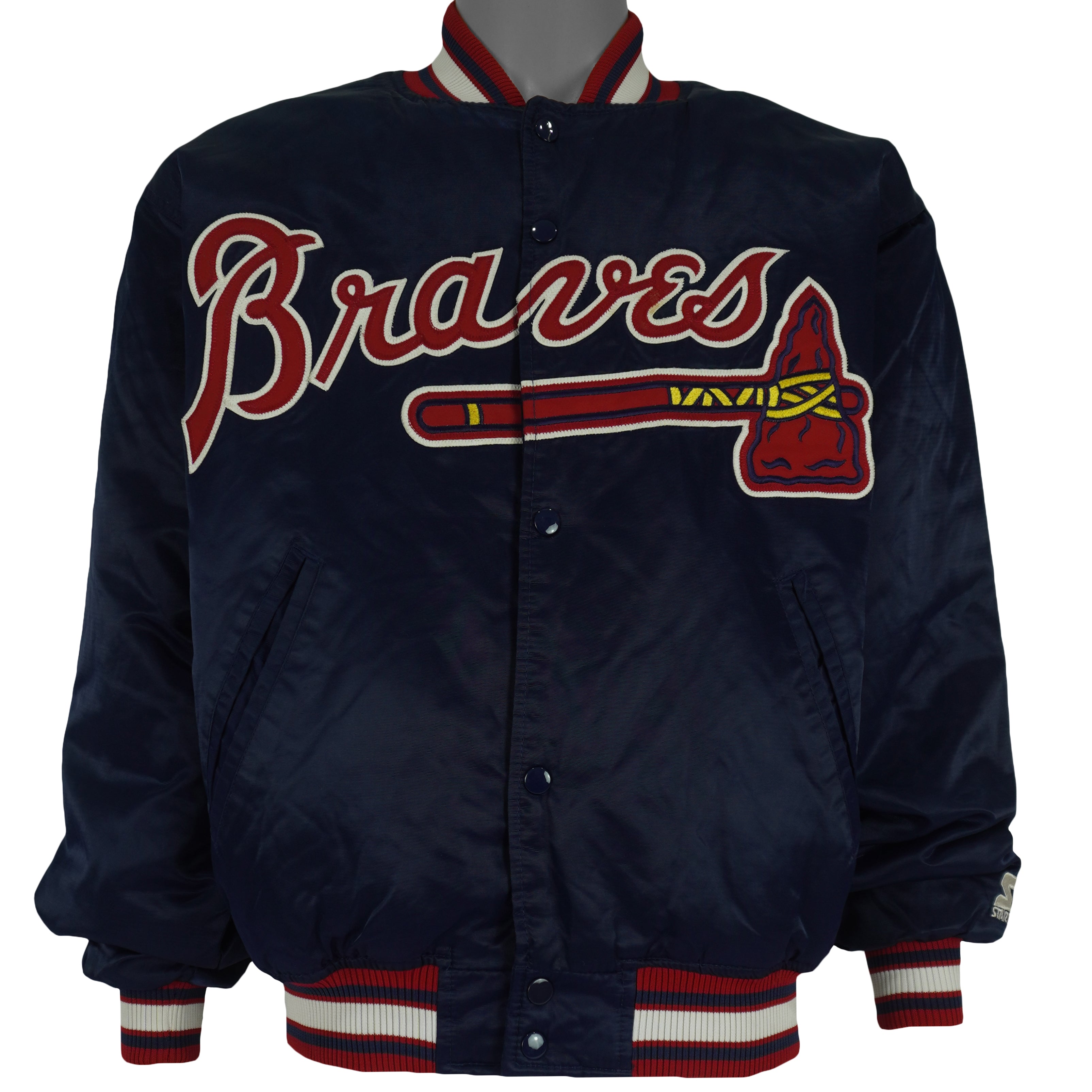 Starter - Atlanta Braves Satin Jacket 1990s Medium Vintage Retro Baseball