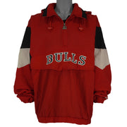 Vintage Starter - Chicago Bulls 1/4 Zip Puffer Jacket 1990s X-Large in black and white and red