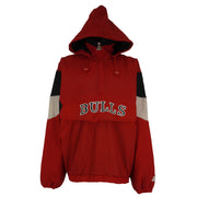 Vintage Starter - Chicago Bulls 1/4 Zip Puffer Jacket 1990s X-Large in black and white and red
