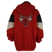 Vintage Starter - Chicago Bulls 1/4 Zip Puffer Jacket 1990s X-Large in black and white and red