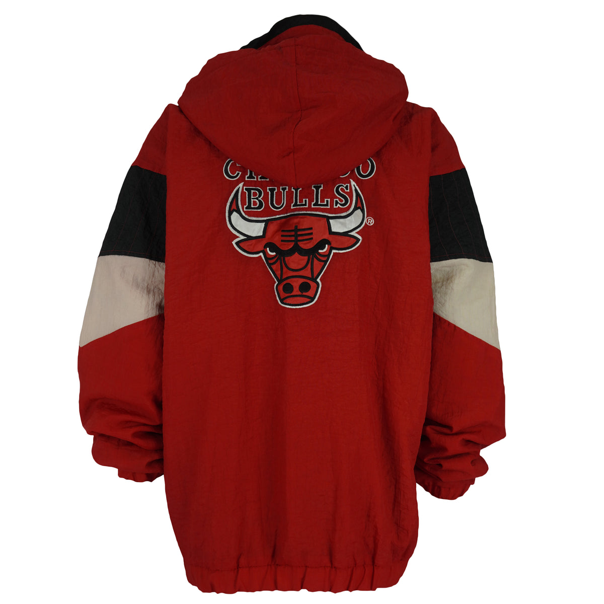 Vintage Starter - Chicago Bulls 1/4 Zip Puffer Jacket 1990s X-Large in black and white and red