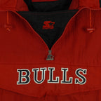 Vintage Starter - Chicago Bulls 1/4 Zip Puffer Jacket 1990s X-Large in black and white and red
