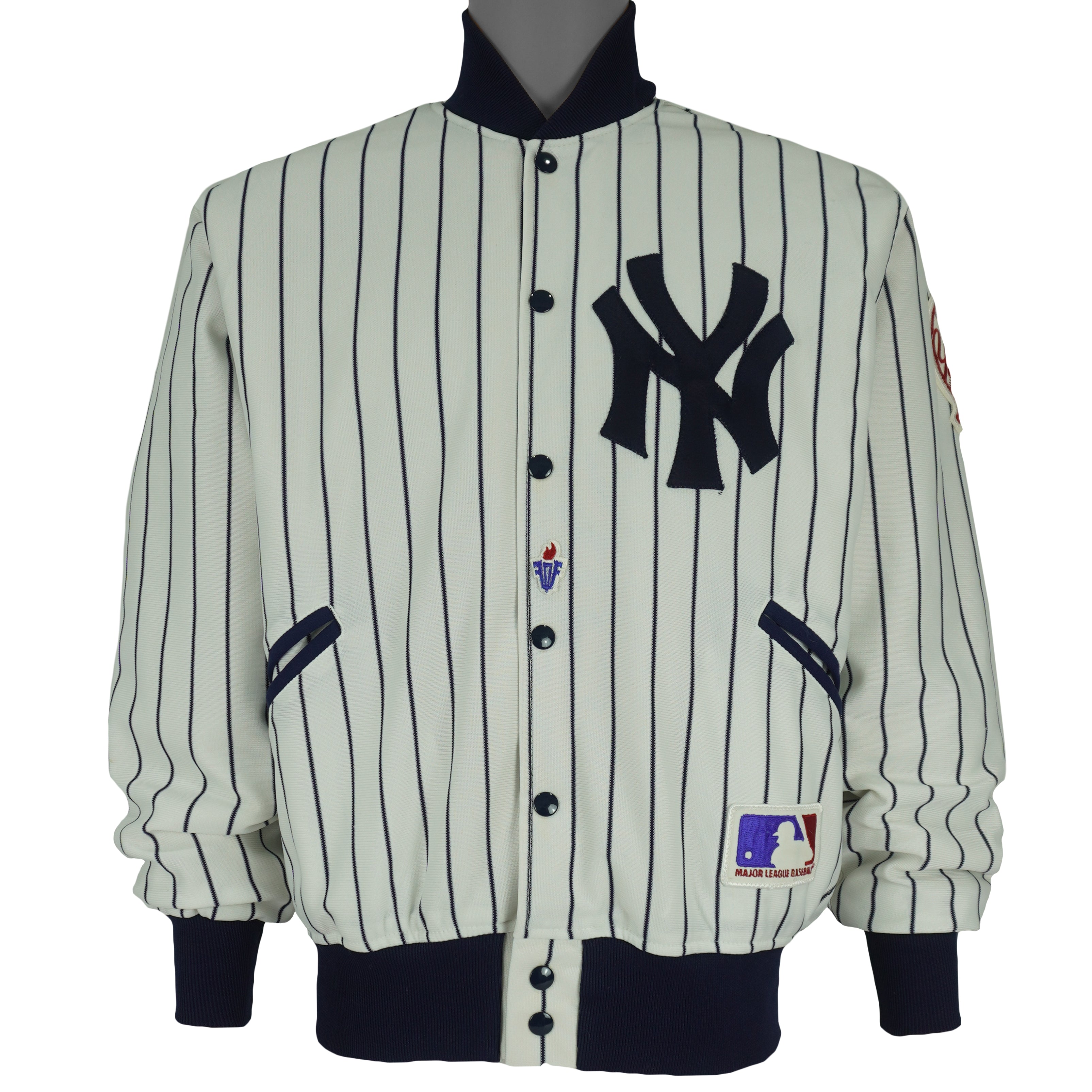 MLB (Felco) - New York Yankees Pinstripe Jacket 1990s Large Vintage Retro Baseball